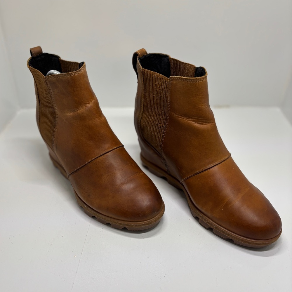 Sorel NL3022 Leather Chelsea Boots Brown Waterproof Lug Sole Women’s 10.5 - Picture 3 of 15